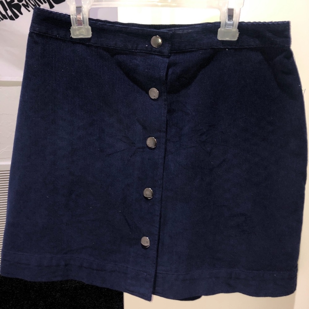 Navy Button Up Skirt
